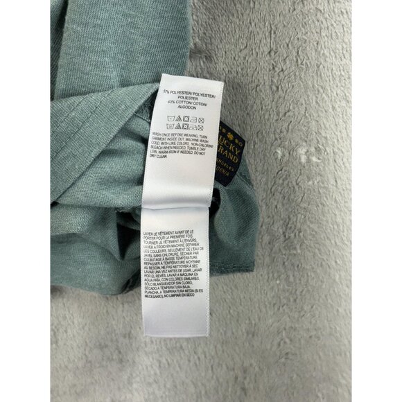 Lucky Brand Shirt Mens Large Sage Green Venice Burnout Henley Short Sleeve Tee - Picture 9 of 13